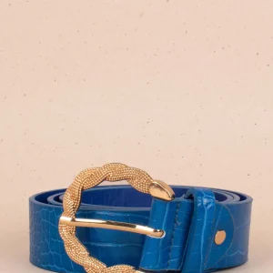 Cinturón color azul con textura croco 102775