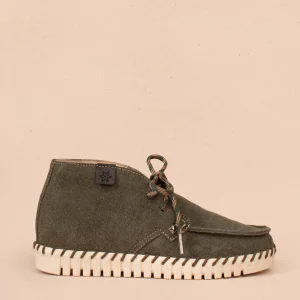 Botines en cuero color verde con cordones 104891