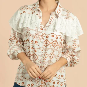 Blusa color blanco con rojo con boleros 105197