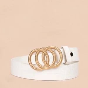 Cinturón color blanco con hebilla triple círculo 105229