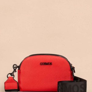 Bolso tipo bandolera color rojo con cierres negros 105254