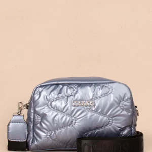 Bolso tipo bandolera color azul con efecto acolchado 105266