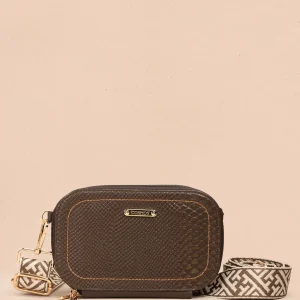 Bolso manos libres en cuero color café 105317