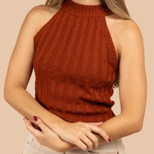 Blusa tejida color terracota 105456