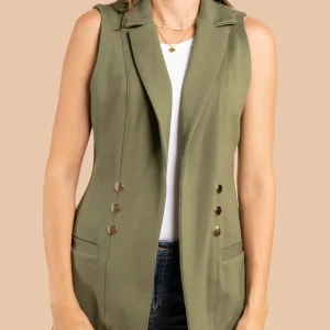 Chaleco color verde con bolsillos 105497