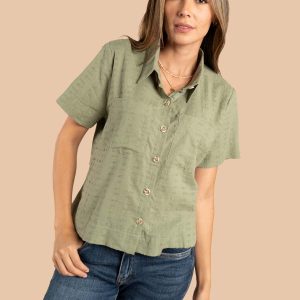 Blusa color verde con bolsillos 105606