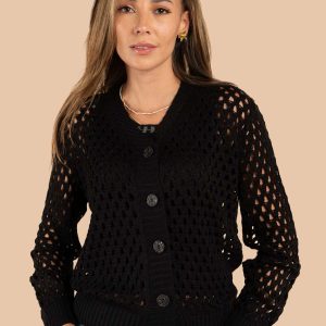 Sweater tejido en malla color negro 105648