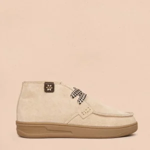 Botines en cuero color arena con cordones 105728