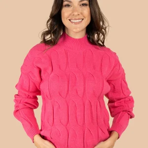 Buzo color fucsia con tejido trenzado 106068