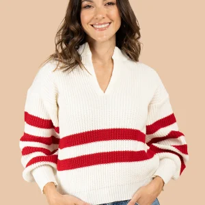 Buzo color blanco con rayas rojas 106071