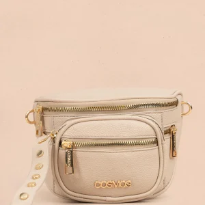 Riñonera color beige con detalles dorados 106967
