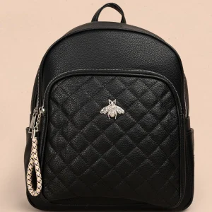 Morral color negro con bolsillo frontal acolchado y aplique de abeja 106978