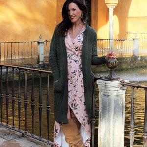 Chaqueta larga de ochos verde oliva