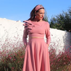 CROP TOP VOLANTE ROSA