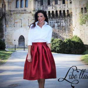 Falda evasé granate