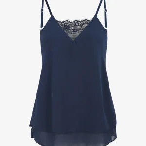 Caraco con cuello en V de encaje - Marine