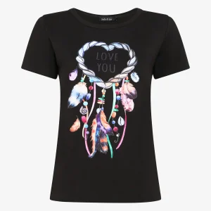 Camiseta con estampado de atrapasueños - Negro