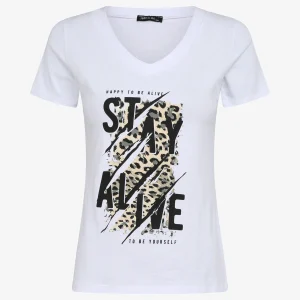 Camiseta ajustada con mensaje estampado - Blanco