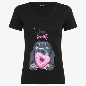 Camiseta ajustada Love is sweet - Negro
