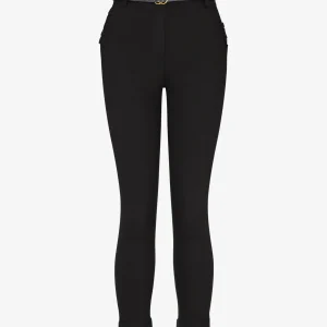 Pantalón 7/8 con dobladillo y bolsillos con volantes - Negro