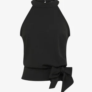 Top liso con lazos para atar - Negro