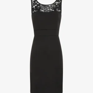 Vestido tubo y encaje - Negro