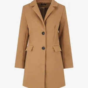 Abrigo largo cruzado abotonado - Camello