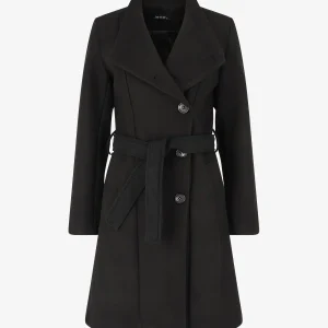 Abrigo largo con cuello alto - Negro