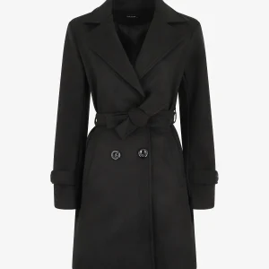 Abrigo cruzado de longitud media - Negro