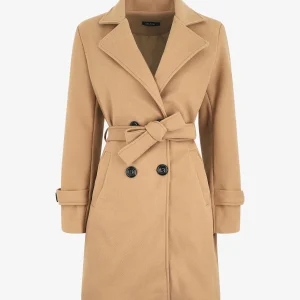 Abrigo cruzado de longitud media - Camello