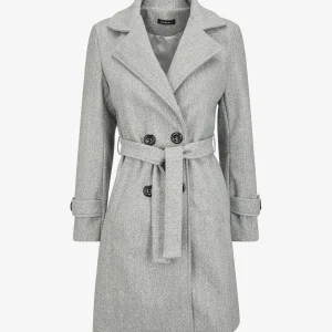 Abrigo cruzado de longitud media - Gris