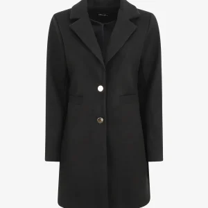 Abrigo medio-largo con botones dorados - Negro