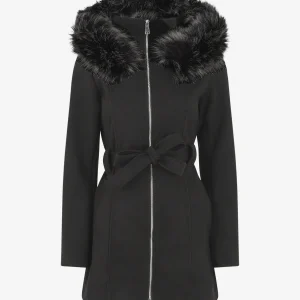 Abrigo entallado con capucha desmontable - Negro