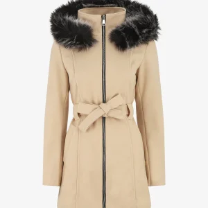 Abrigo entallado con capucha desmontable - Beige claro