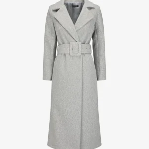 Abrigo largo abotonado y con cinturón - Gris