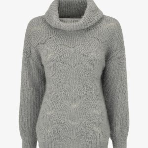 Suéter afelpado de cuello alto - Gris