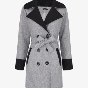 Abrigo de longitud media en mezcla de lana - Gris