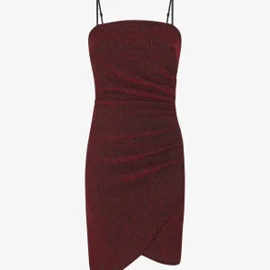 Vestido ajustado drapeado con lentejuelas - Rojo