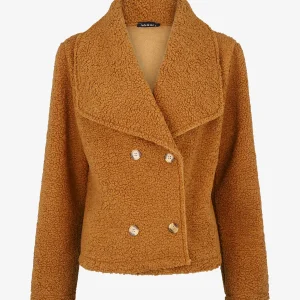 Abrigo corto de punto bouclé - Camello