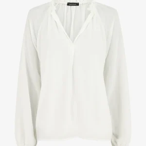 Blusa amplia lisa de mangas largas - Blanco