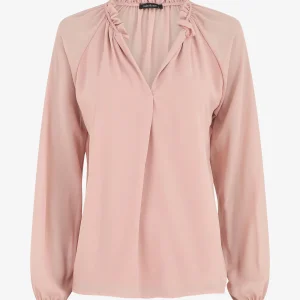 Blusa amplia lisa de mangas largas - Rosa