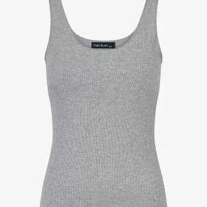 Camiseta de tirantes de canalé corte ajustado - Gris