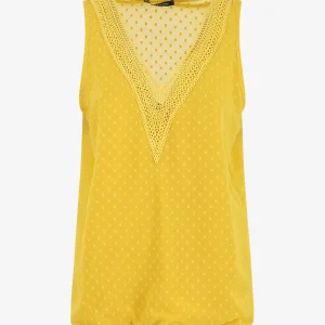 Top unido en tela texturizada - Amarillo