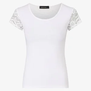 Top unido con espalda calada de encaje - Blanco