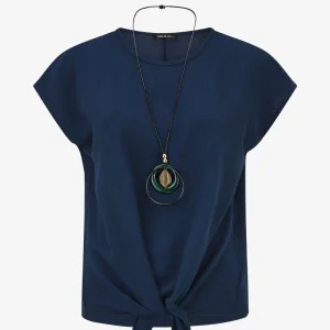 Top unido con nudo y mangas cortas - Azul noche