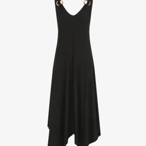 Vestido largo liso corte recto - Negro