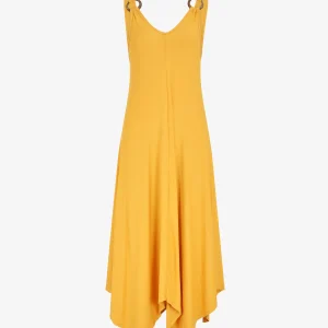 Vestido largo liso corte recto - Amarillo