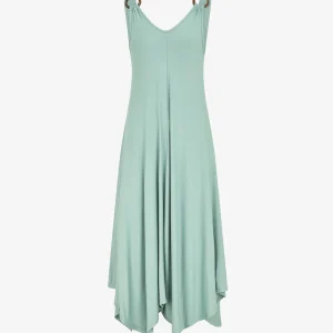 Vestido largo liso corte recto - Verde agua