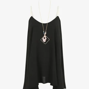 Top uni oversize con tirantes trenzados - Negro