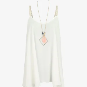 Top uni oversize con tirantes trenzados - Blanco